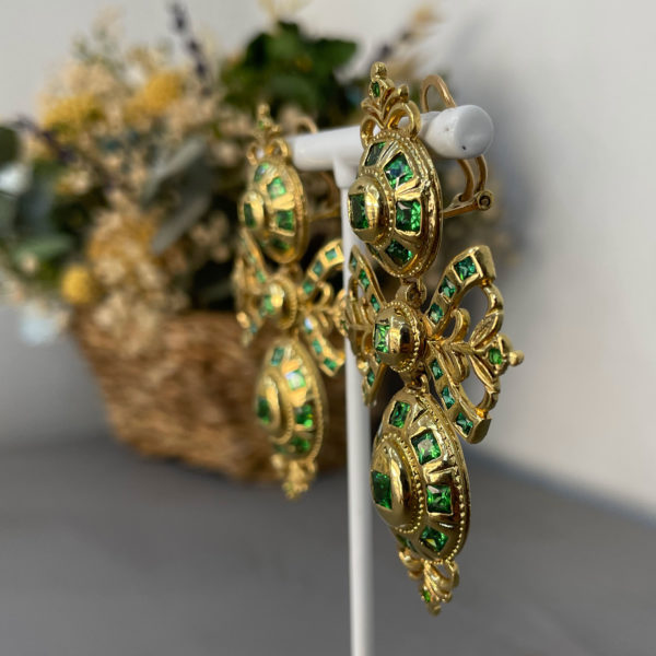 pendientes fiesta boda noelia oro esmeralda